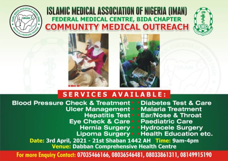 COMMUNITY MEDICAL OUTREACH, IMAN FMC BIDA