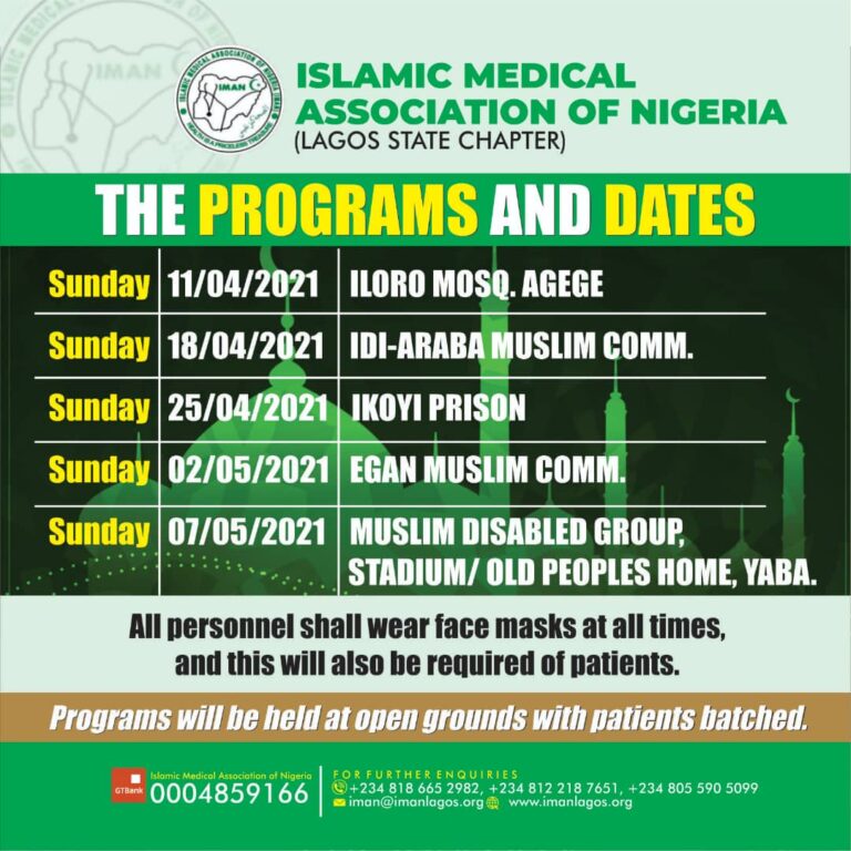 IMAN Lagos State Programme and Date 2021
